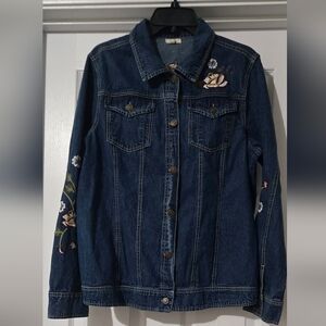 Kyla Seo Denim Floral Embrorid Shirt Size XL